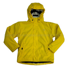 Jaqueta de chuva com capuz sólido / impermeável